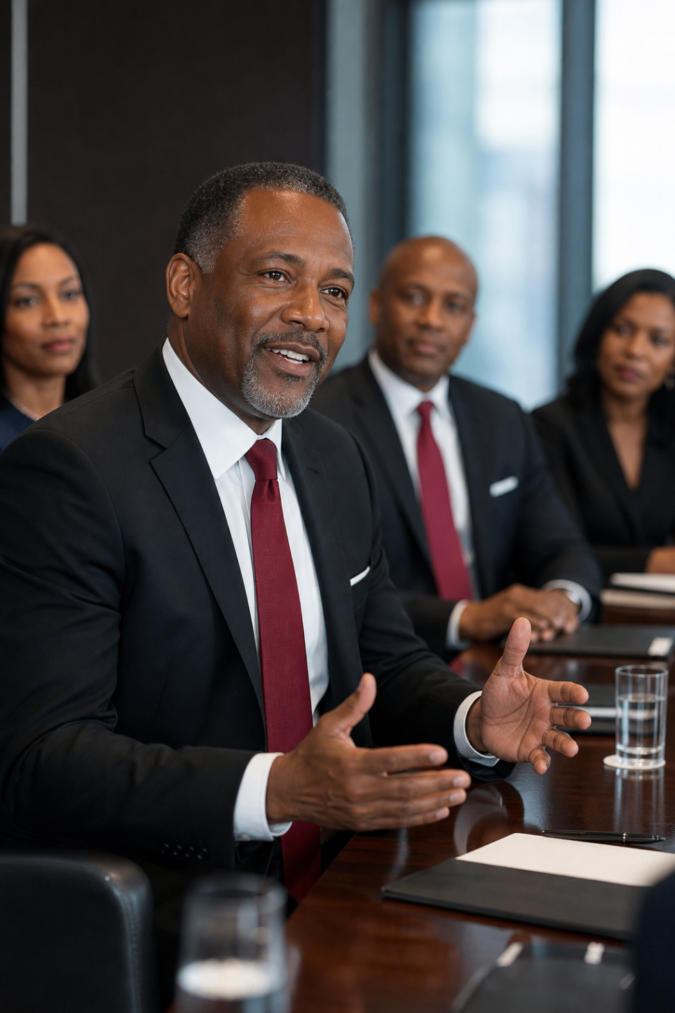 Global executive leaders convened in a formal lounge